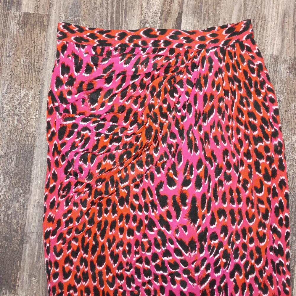 Zadig & Voltaire Jamelia Leopard Pink Women's Silk Skirt Size XL New - Picture 3 of 8
